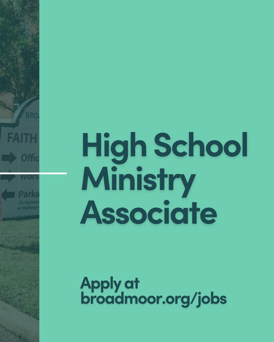 We're hiring a High School Associate! Join our Next Generation team in leading 9th-12th graders and their families toward Jesus. Learn more and apply at broadmoor.org/jobs!