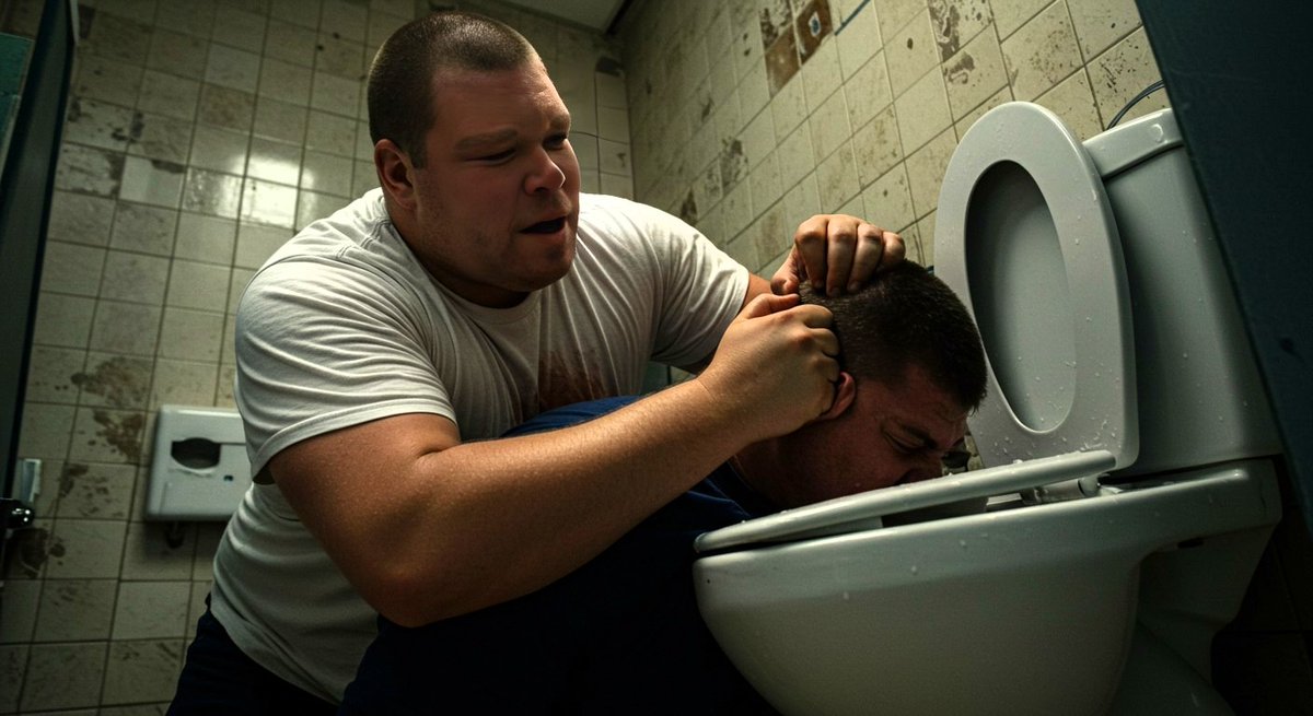 #ProTip: learn to hold your breath for as long as you can. That way, when #collegefootball #jocks #swirly you, you'll be able to withstand the #swirlies for longer. Just don't let the #college #football #meatheads spot your hard-on while they're having fun.
#AIArt #CollegeLife