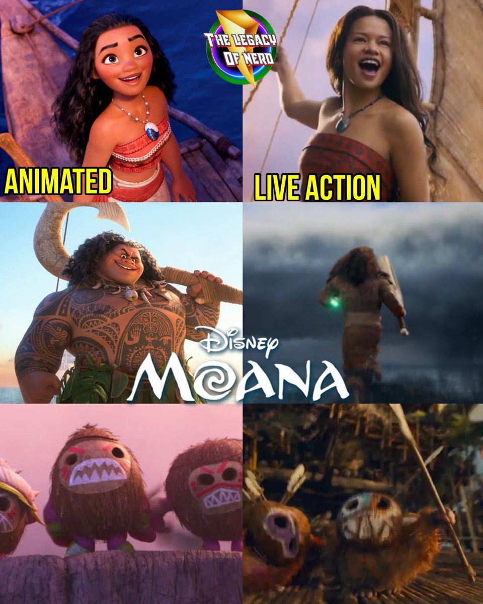 thelegacyofnerd's tweet image. Moana: Animated vs Live Action