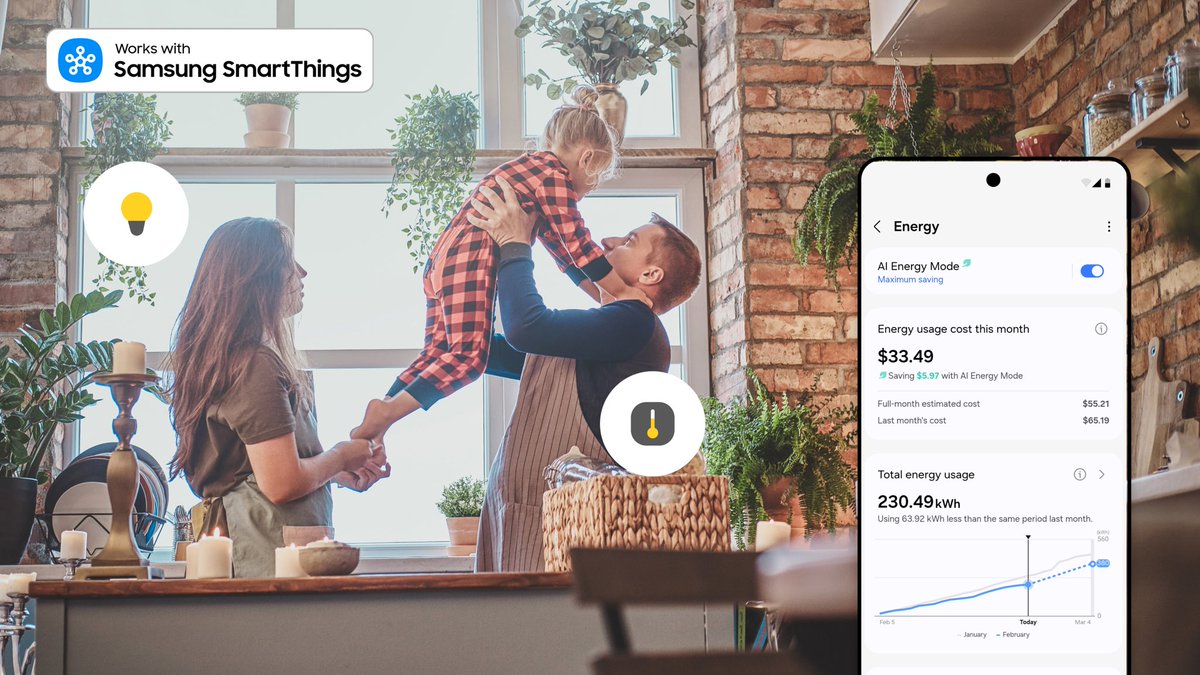 smartthings's tweet image. This winter, keep your toes warm and your energy use low with #SmartThings Energy. With #WorkswithSmartThings devices, you can automatically adjust settings whether you&apos;re home or away, and get insights into your heating energy to help you save all winter long.☃️