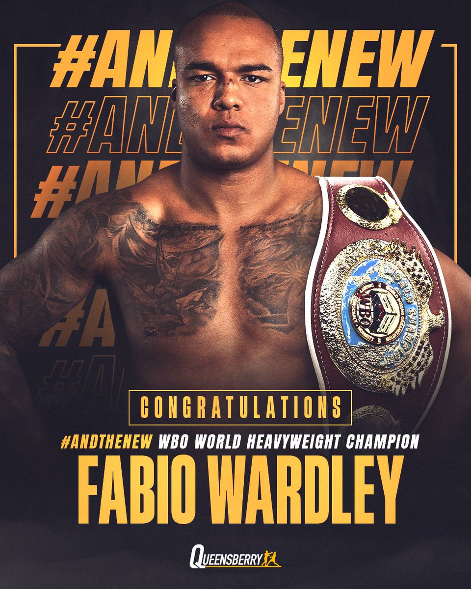 Queensberry's tweet image. AND THE NEW!

@FabioWardley is the new WBO Heavyweight Champion of the world! 🌎 👑

Massive congratulations Fabio and team 👏