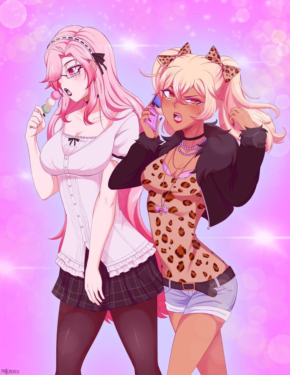 [oc] sakura &amp; runa 🌸💄
.
lately i’ve found that only drawing fanart is draining, and i don’t feel like i’m extending my creativity enough. so, i drew two of my ocs for once &lt;3
(ask me anything about them so i can nerd out)
#oc #originalcharacters