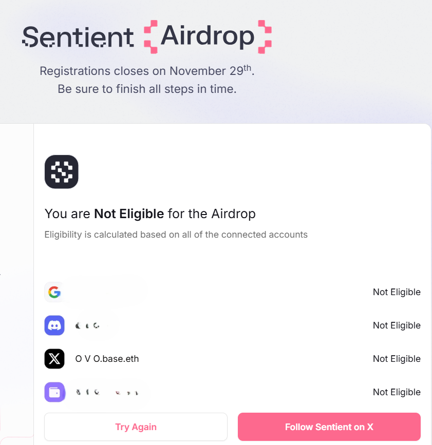 Sentient Airdrop Checker is live

The moment finally arrived, the <a href="/SentientAGI/">Sentient</a> eligibility portal is now up.

Check your eligibility here: airdrop.sentient.xyz

If you’re eligible, make sure to register before November 29, 2025

Eligibility: Sentient community contributors

I