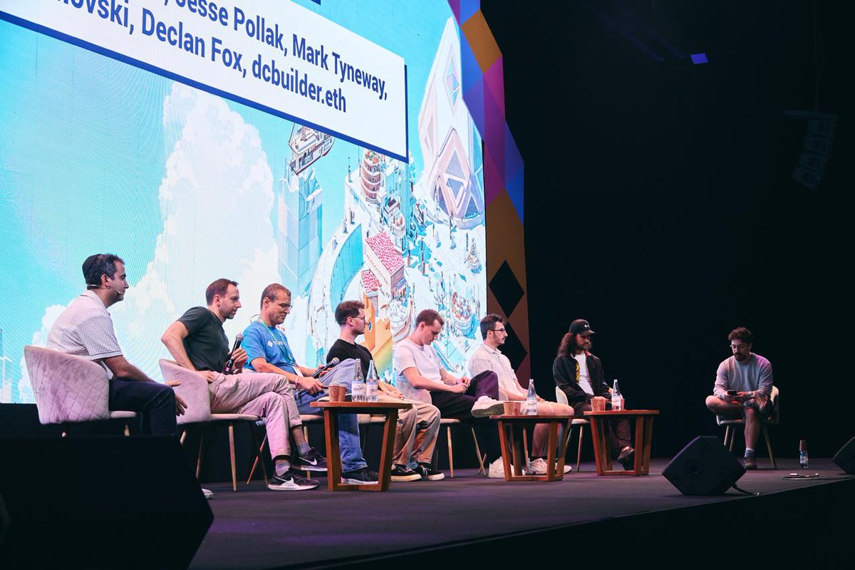 EFDevcon's tweet image. “We stood by our values. We worked on scaling without compromising any of that.”

- @dcbuilder from @worldcoin on the Ethereum Day stage