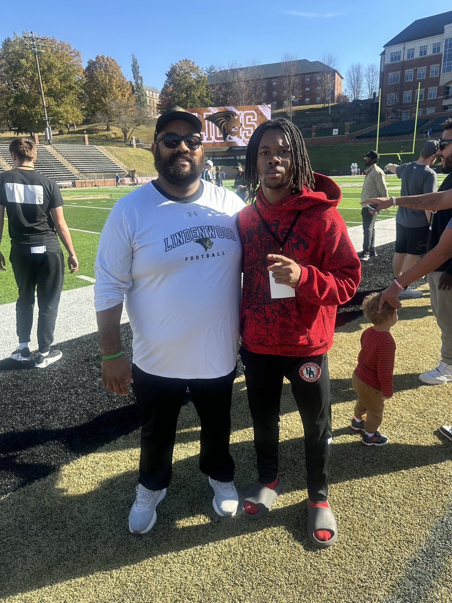 Thank you <a href="/LindenwoodFB/">Lindenwood Football</a> for the wonderful experience Saturday and thank you <a href="/ColinBrown116/">Colin Brown</a> <a href="/coachgarcia57/">Alex Garcia</a> for the invite. It was great connecting with the coaches and players, nice meeting you <a href="/CoachJackson32/">Lavell Jackson</a> great hospitality. I’m looking forward to keep communicating in the