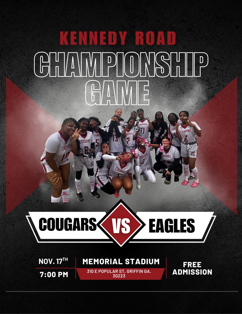 🏈🔥 Championship Tonight!
Lady Cougars vs. Lady Eagles
⏰ 7 PM | 📍 Memorial Stadium
Be there &amp; bring the energy! 🐾💥