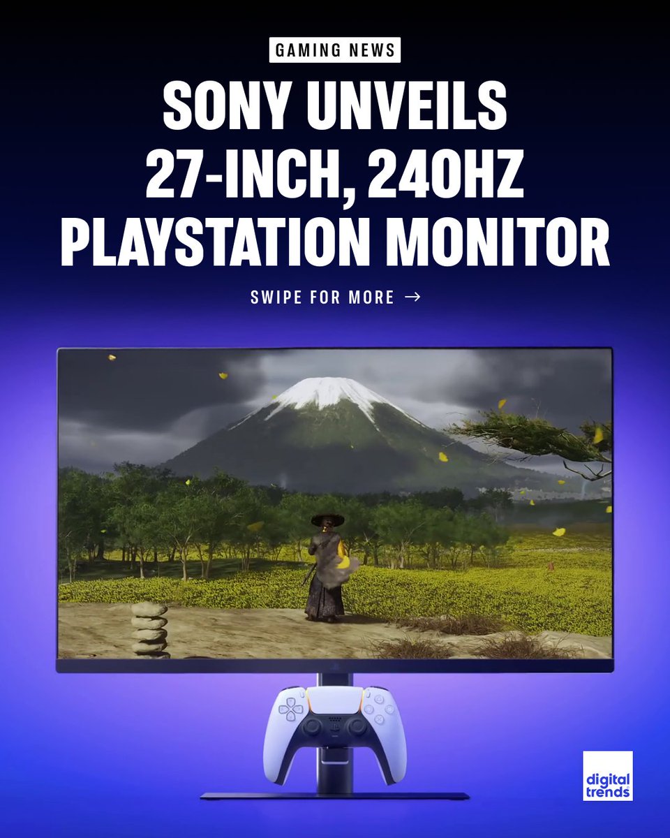 DigitalTrends's tweet image. Sony’s bringing PS5 gaming to your desk. The 27-inch PlayStation monitor delivers 120Hz on console, 240Hz on PC, HDR, VRR, and a built-in controller hook.

#playstation #ps5 #gaming #technews