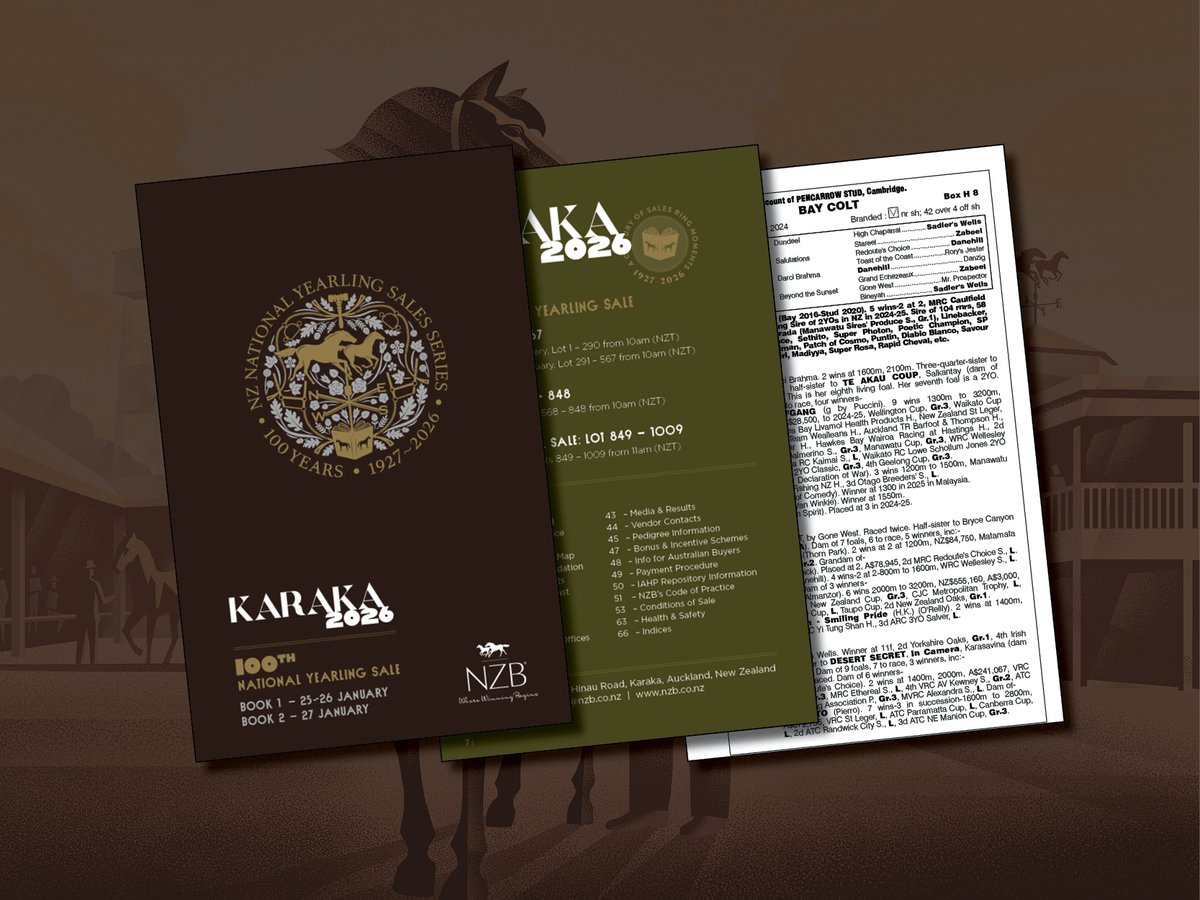 Catalogue Launched for Landmark 100th National Yearling Sale🚀

Fresh off the back of another record-breaking Ready to Run Sale, the cream of New Zealand’s yearling crop has been revealed for a landmark Karaka 2026, with a total of 1009 yearlings catalogued.📑

Karaka 2026 will