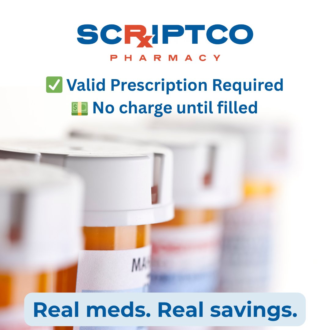 ScriptCoPharm's tweet image. Yes, you’ll need a valid prescription — but we make it easy! 🩺
If we can’t obtain it, your order is simply held (no charge!) until it’s approved.

#ScriptCo #PrescriptionSavings #WholesaleMedications #PeaceOfMind