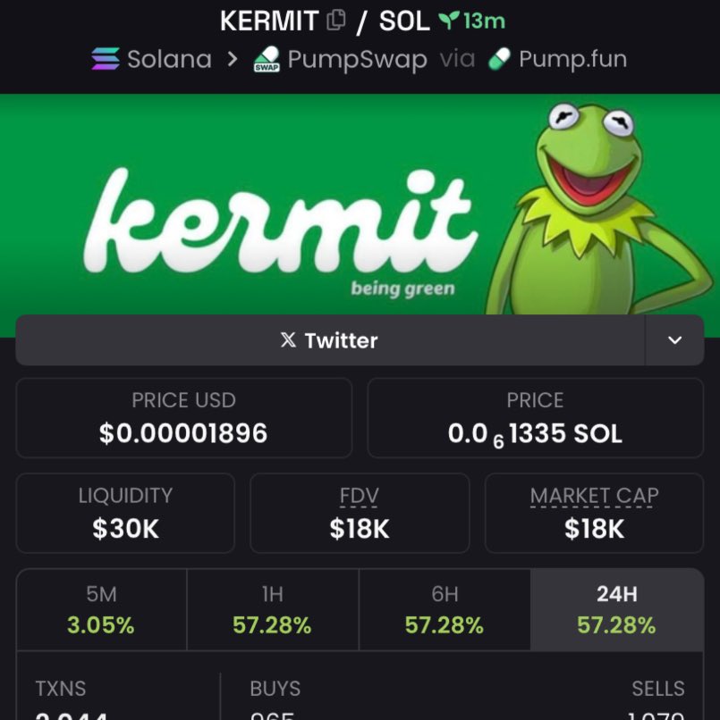 crypto_dave5's tweet image. Publicly called out  $KERMIT  on my Telegram channel, sharing the opportunity with my community. 

Spotted at $18k mc  

Ca:: CkTFDNGUtw58dBDEnMD9RW3tjTVKaoVXctcXdq8Gpump