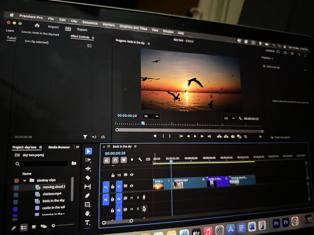 miramichaelss's tweet image. 🌺Day two: Road to gaining mastery of Premiere Pro.

I skipped the previous due to some reasons. Today I tried to stay organized by naming every thing I import. I tried completing simple actions using important shortcuts. Tomorrow I’ll be trying various transitions and effects