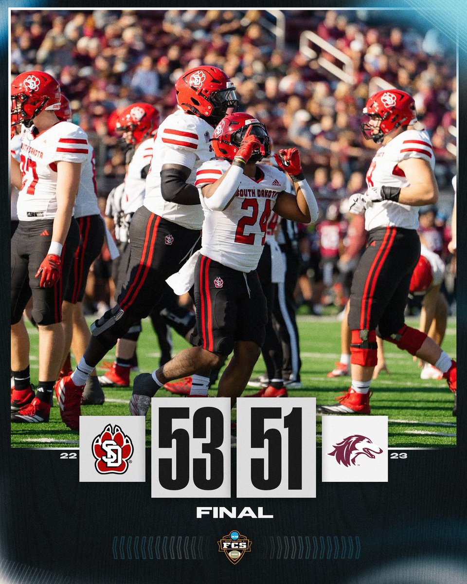 IN A 5OT THRILLER, The Coyotes come out on top 🤯

No. 22 <a href="/SDCoyotesFB/">South Dakota Football</a> defeats No. 23 Southern Illinois, 53-51 ‼️

#FCS
