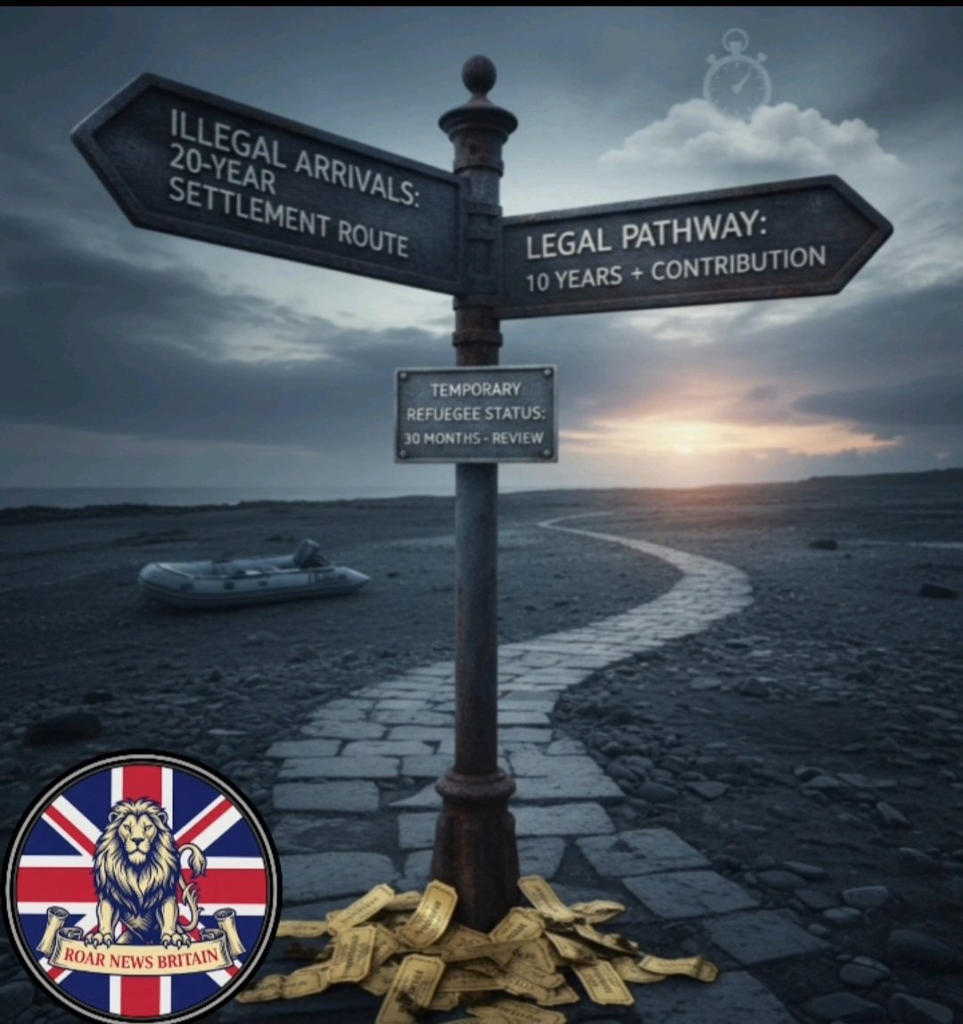 RoarNewsBritain's tweet image. 🚨 UK Asylum SHAKE-UP: Illegal arrivals face a 20-year wait for settlement (up from 5 yrs). Refugee status cut to 30 months. Reforms aim to end the &quot;golden ticket.&quot; #UKAsylum #ImmigrationReform #ShabanaMahmood #HomeOffice #IllegalMigration
#DanishModel