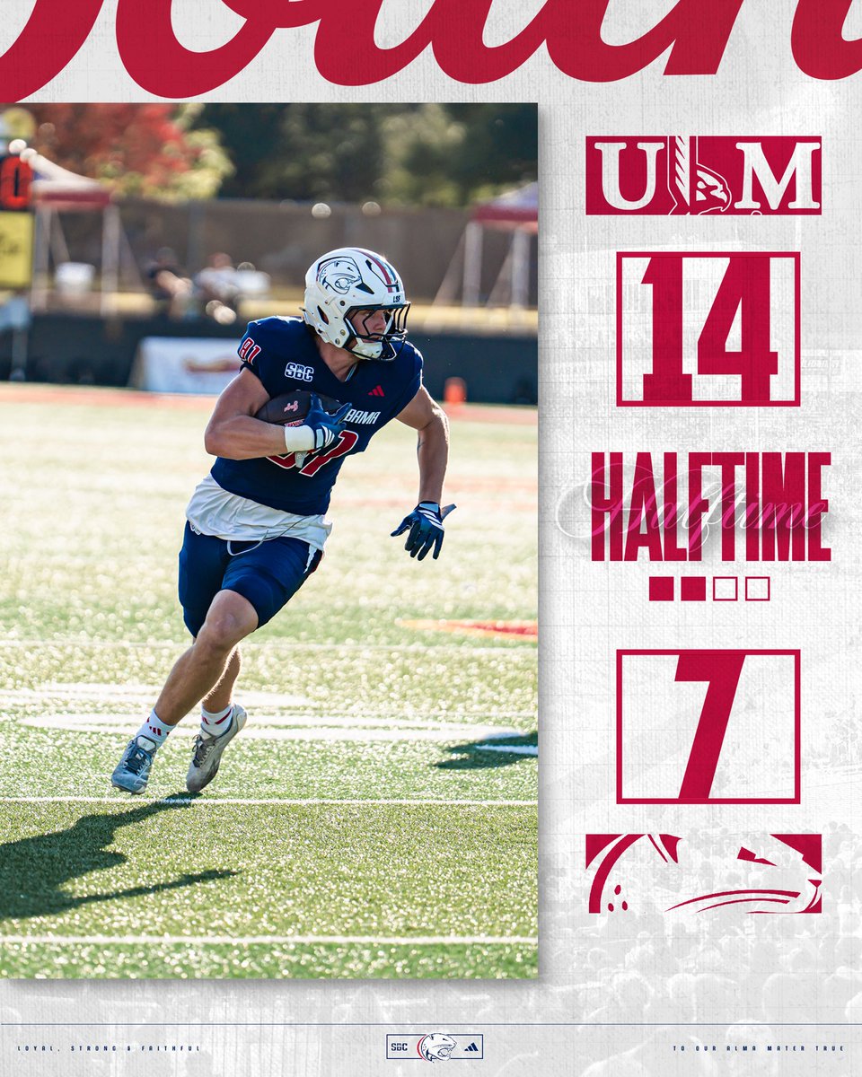 SouthAlabamaFB's tweet image. At the half