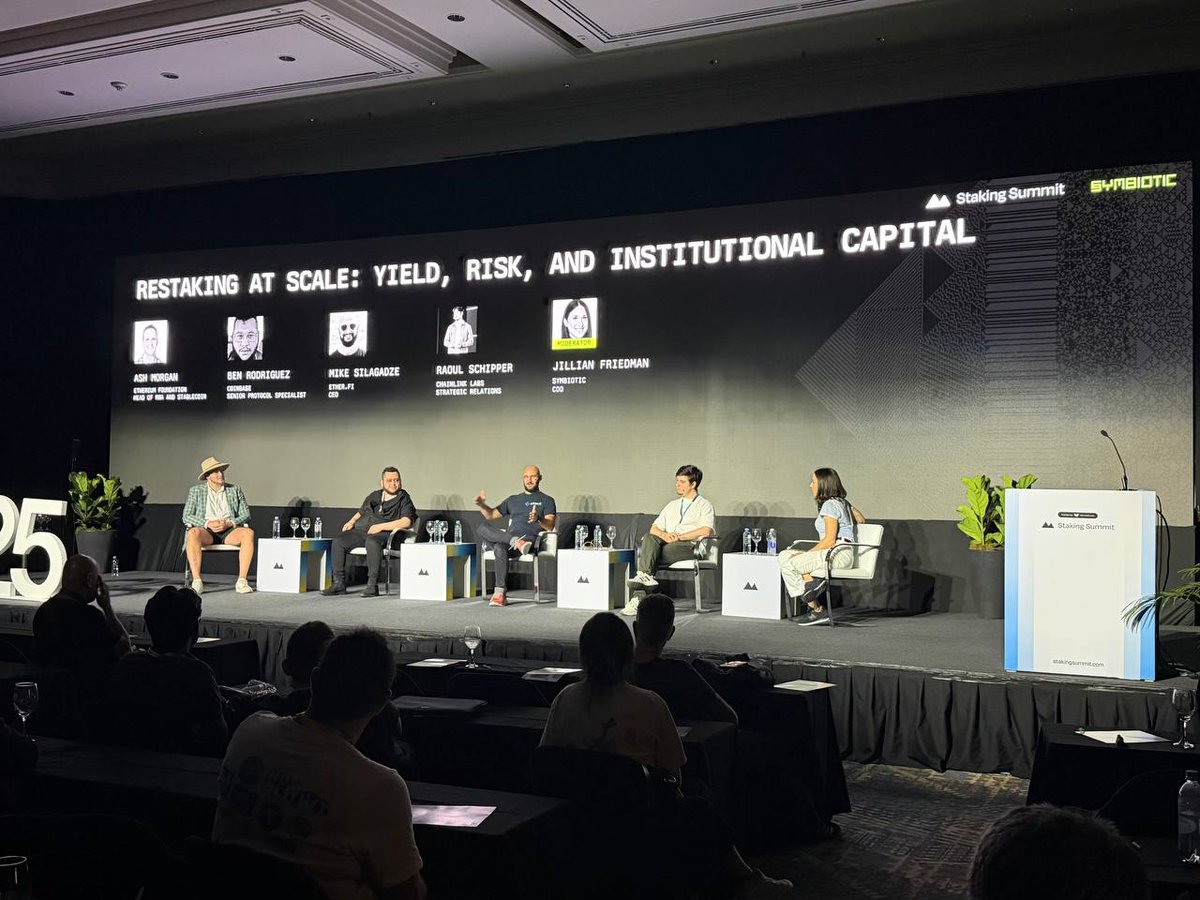What will it take for TradFi to adopt staking at scale, and how can risk be quantified in a way institutions trust?

At @stakingsummit, <a href="/_ashmorgan_/">ash.eth</a>, <a href="/0xb17z/">Bienvenido (Ben) Rodriguez</a>, <a href="/MikeSilagadze/">Mike Silagadze🛡</a>, <a href="/RaoulSchipper/">Raoul Schipper</a>, and <a href="/jillfriedman/">Jillian Friedman</a> explored how yield, exposure, and systemic risk are evaluated in