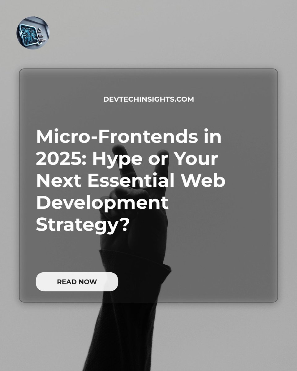 KhansbArkhan's tweet image. Micro-Frontends in 2025: Hype or your essential strategy? 🤔 Dive into modular architecture, scalable teams &amp;amp; faster deployments. Stop ...

See the article:
devtechinsights.com/micro-frontend…

#WebDev #MicroFrontends #FrontendTech #Architecture #DevOps #2025Tech