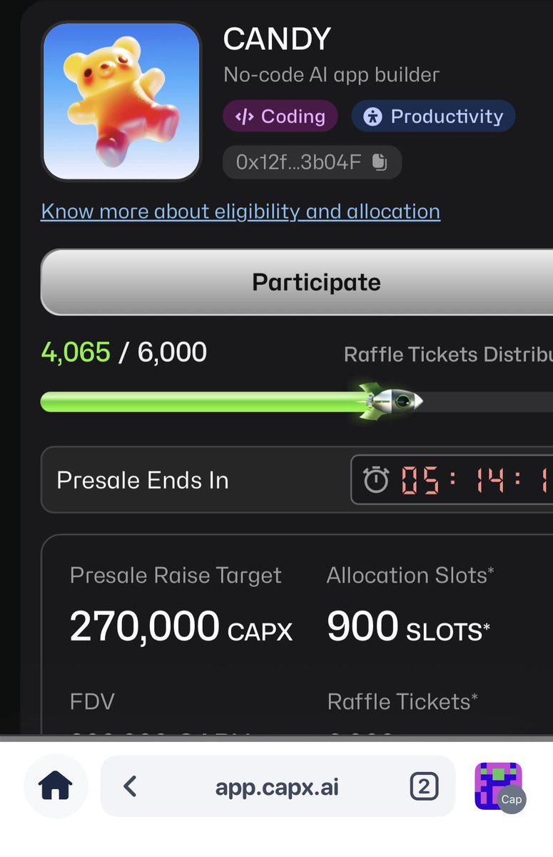 winczuk96266's tweet image. Less than 2k raffle tickets left for the no code app builder, build any app without coding. Using the @cookwithcandy app costs $1 dollar for each tool, not many things you can buy with $1 but you can build an app on @0xCapx