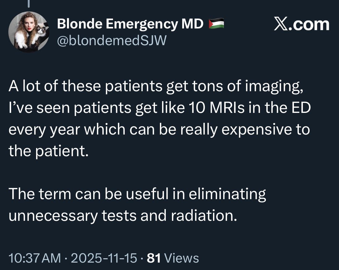 arianek's tweet image. I generally don’t like to do overt public shaming, but I feel like I’m being punked. ER Doctor “SJW” with a Taylor Swift profile pic/banner, arguing that because a patient has 10 MRIs or an EMG or PET that are clear, that FND is a legit diagnosis for patients with neurological…