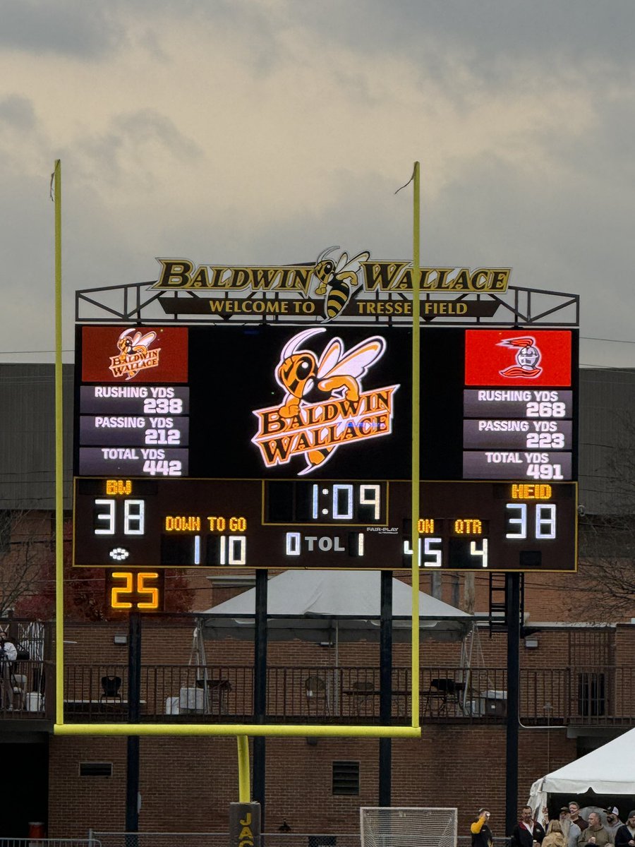 Timeout Heidelberg. We are at their 45 with 69 seconds left. Tied at 38