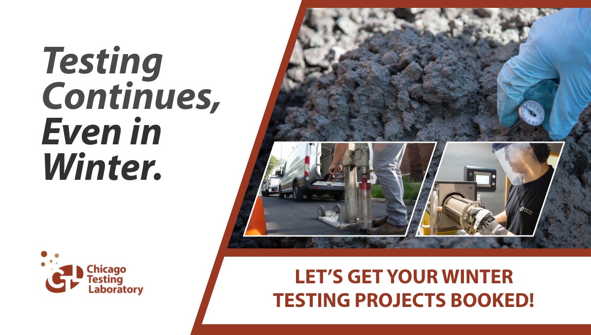 CHITestingLab's tweet image. CTL’s lab stays open year-round for concrete, asphalt, and soil testing so you can keep data flowing even when fieldwork slows down.

Now’s the time to get your testing scheduled.
bit.ly/47hfMxe

#CTLTesting #AsphaltTesting #ConcreteTesting #SoilTesting