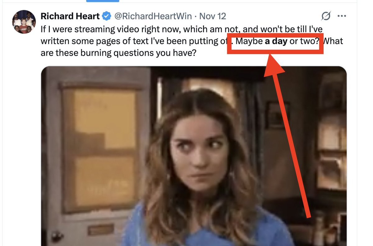NEWS:

PulseChain founder Richard Heart hints at making a video/streaming in the near future