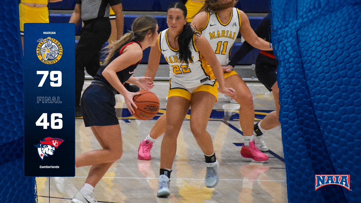WBB | FINAL

<a href="/MarianUnivWBB/">MarianWBB</a> takes the 79-46 ranked win over No. 19 University of The Cumberlands moving to 5-0 on the season