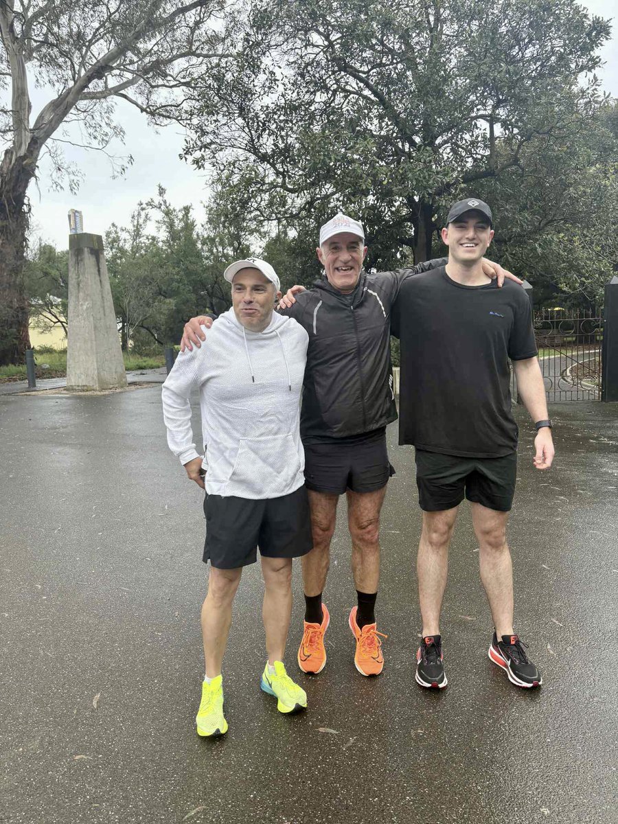 KeepPunchin's tweet photo. #SundayRunday 9.11.25 for these three Musketeers! 

A wet track &amp; a cold wind greeted the #Crew but in true tradition- “we got it done”. 

Great coffee &amp; discussion afterwards topped off a terrific start to the week ahead. 

Keep active &amp; engaged - might see you on the #Tan soon! https://t.co/3lk7oO1jjE