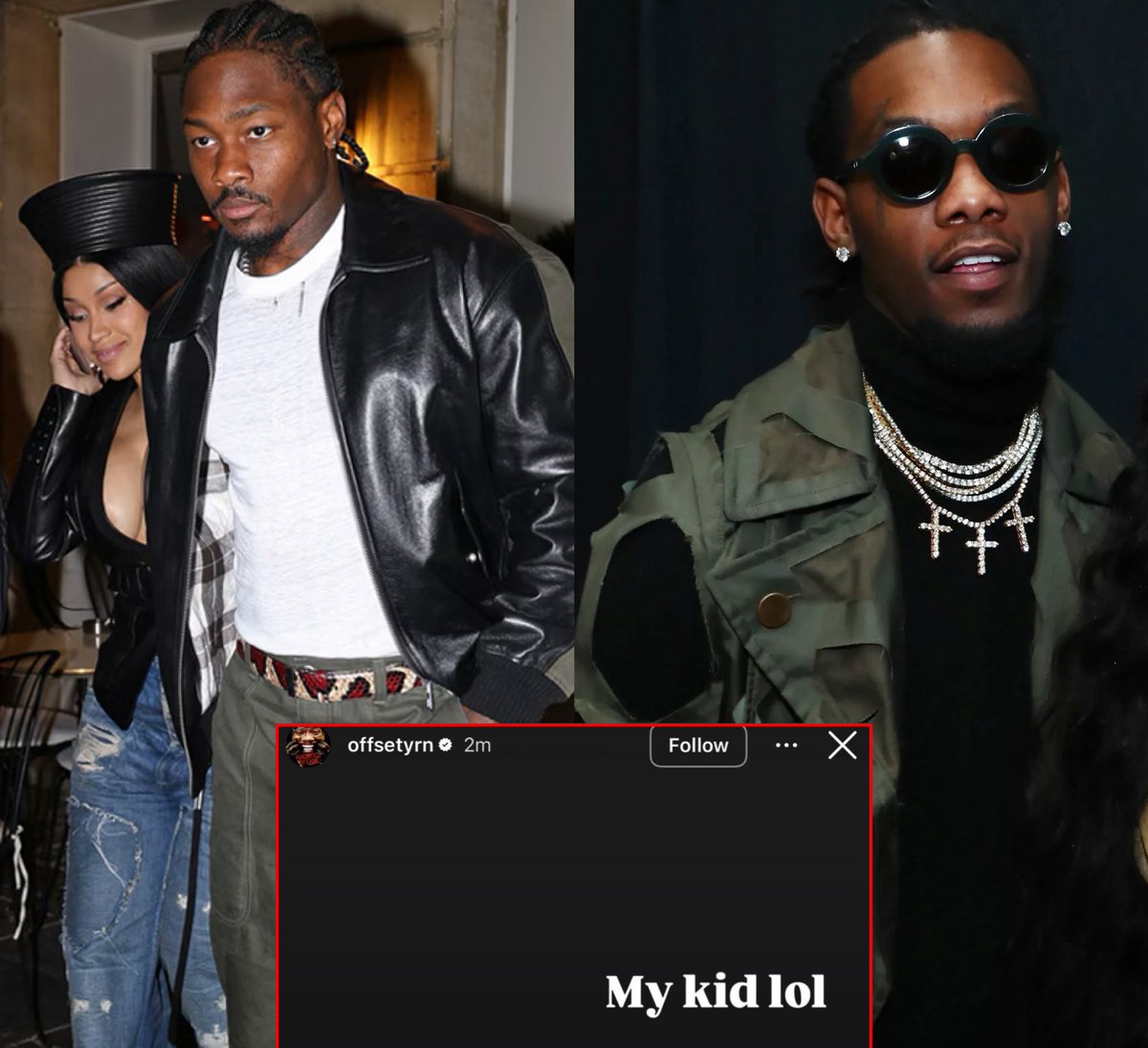 FrenchRapUS's tweet image. 🚨 OFFSET EST UN ENFANT !

Selon la loi, le rappeur est considéré comme le père légal du bébé de Cardi B et Stefon Diggs, puisqu’ils sont encore mariés.

Voici la story qu’il a postée ce soir 💀