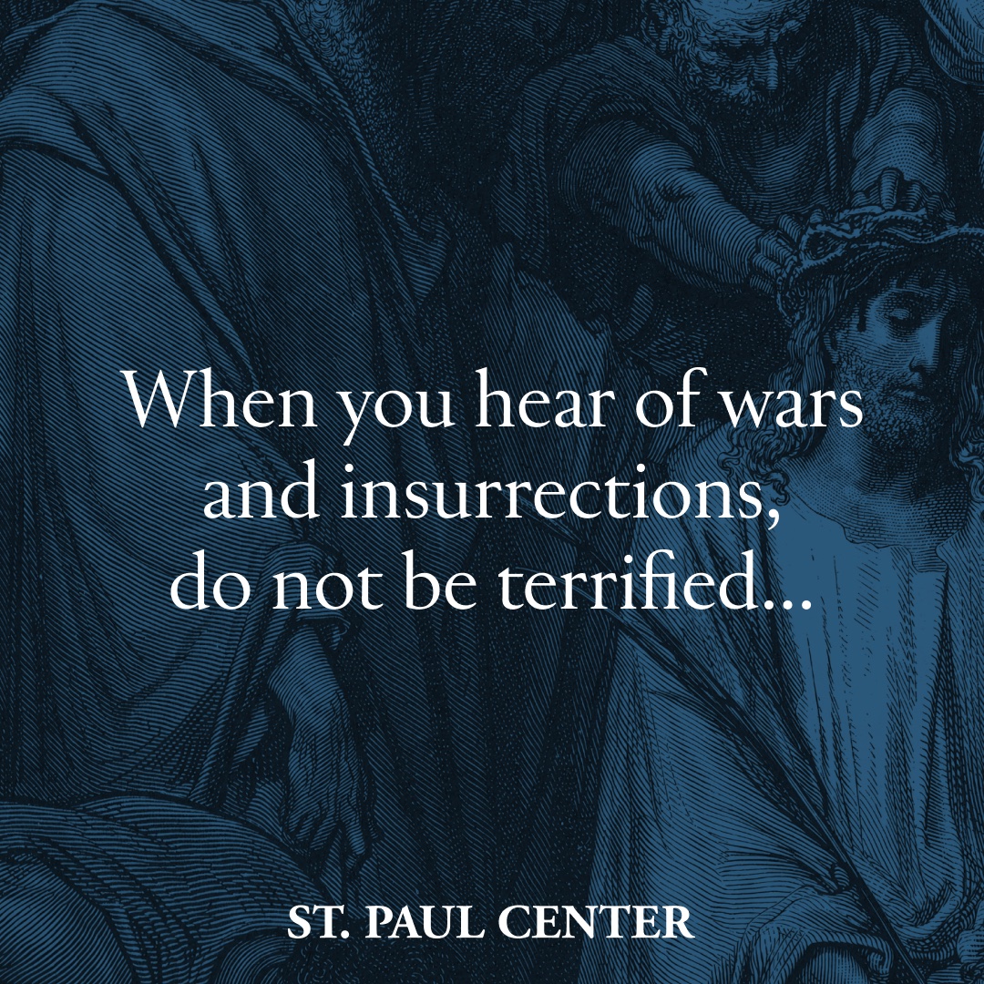 saintpaulcenter's tweet image. Jesus cautions us not to be deceived by those claiming &quot;the time has come.&quot;  

Like the Apostles, we must persevere in the face of unbelieving relatives and friends; we must be bold when dealing with forces and authorities hostile to God.  

#StPaulCenter #SundayReflection