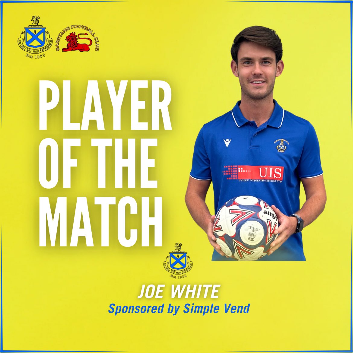 AshtonAthletic's tweet photo. Player of the match - Joe White 🏆

🤝 Simple Vend  

#Yellows https://t.co/48ne9U2iyj
