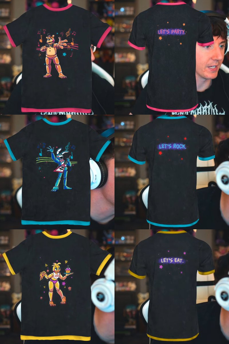 JonnyBlox's tweet image. Upcoming ‘FIVE NIGHTS AT FREDDY&apos;S 2’ shirts by Hex featuring glowing details!

Releasing alongside the film in December. Art by Rezllen 🐻

(Via: Dawko)
#fnaf #fnafmovie #fivenightsatfreddys