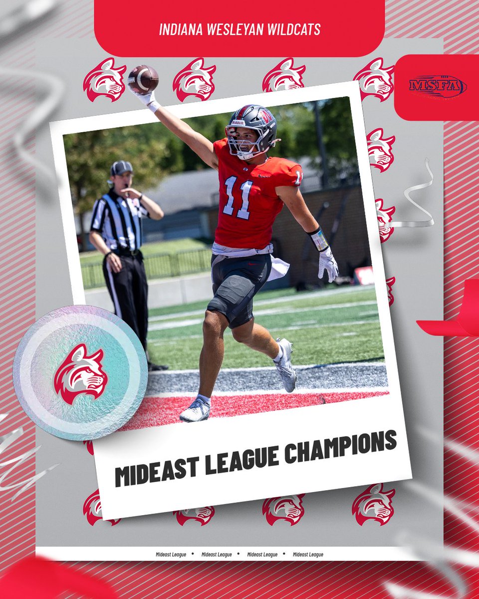 🏈: With their win today, <a href="/IWUWildcats/">Indiana Wesleyan University Wildcats</a> claims their fourth straight MSFA Mideast League title!
