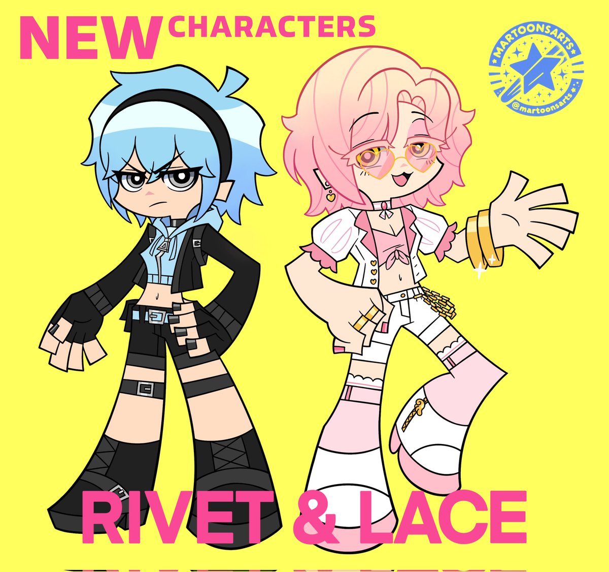 [C] P&amp;S: Rivet &amp; Lace 💙🩷

NEW characters have join the fray! Introduced to me by @creativebluey Thanks again and hope u like it! 😁

#NewPSG #newpantyandstocking #pantyandstocking #pantyandstockingfanart #oc #anime #digitalart #commission #TRIGGER