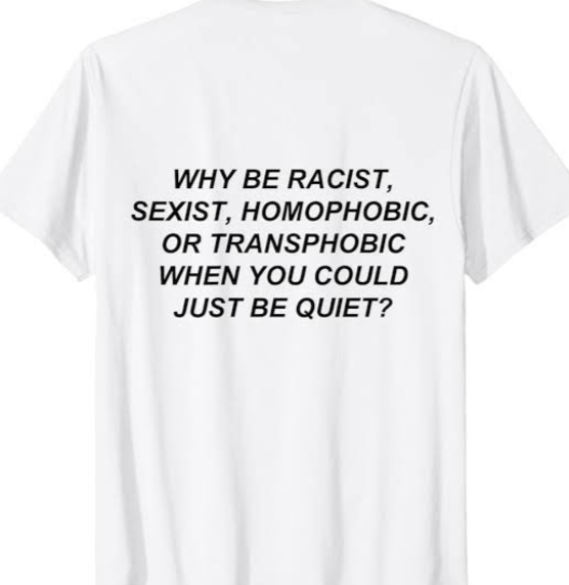 AboutMusicYT's tweet image. aespa&apos;s Ningning wears the &quot;why be racist, sexist, homophobic, or transphobic when you could just be quiet?&quot; shirt, one year ago today.