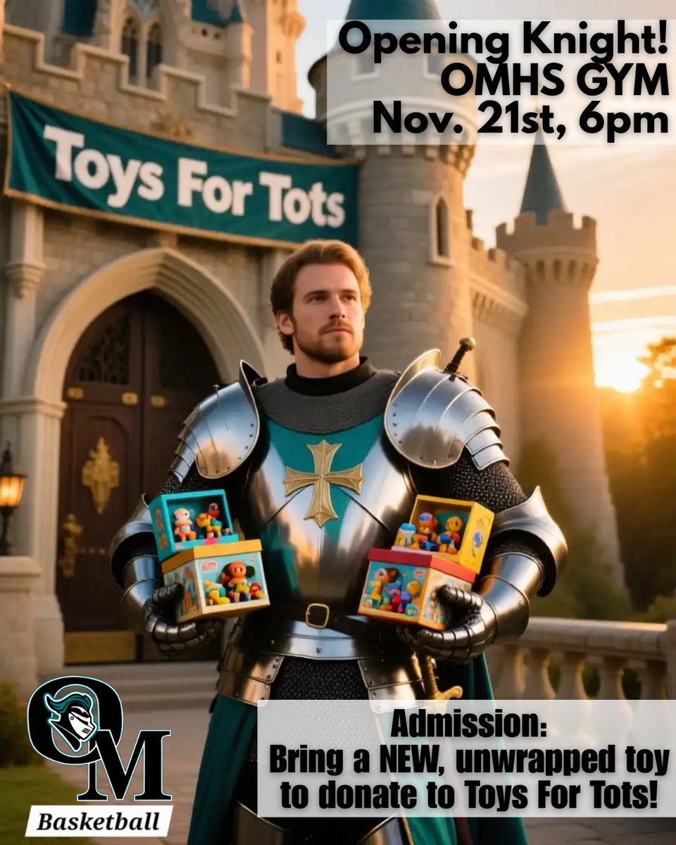 Don't forget to come #PackTheCastle this Friday for our 2nd Annual Opening Knight! 
✅️ Inter-Squad Scrimmages
✅️ Skills Competition
✅️ 3-Point Contest
✅️ Dunk Contest
✅️ Autographs from the Players
Admission: NEW, unwrapped toy for our Toys For Tots drive!