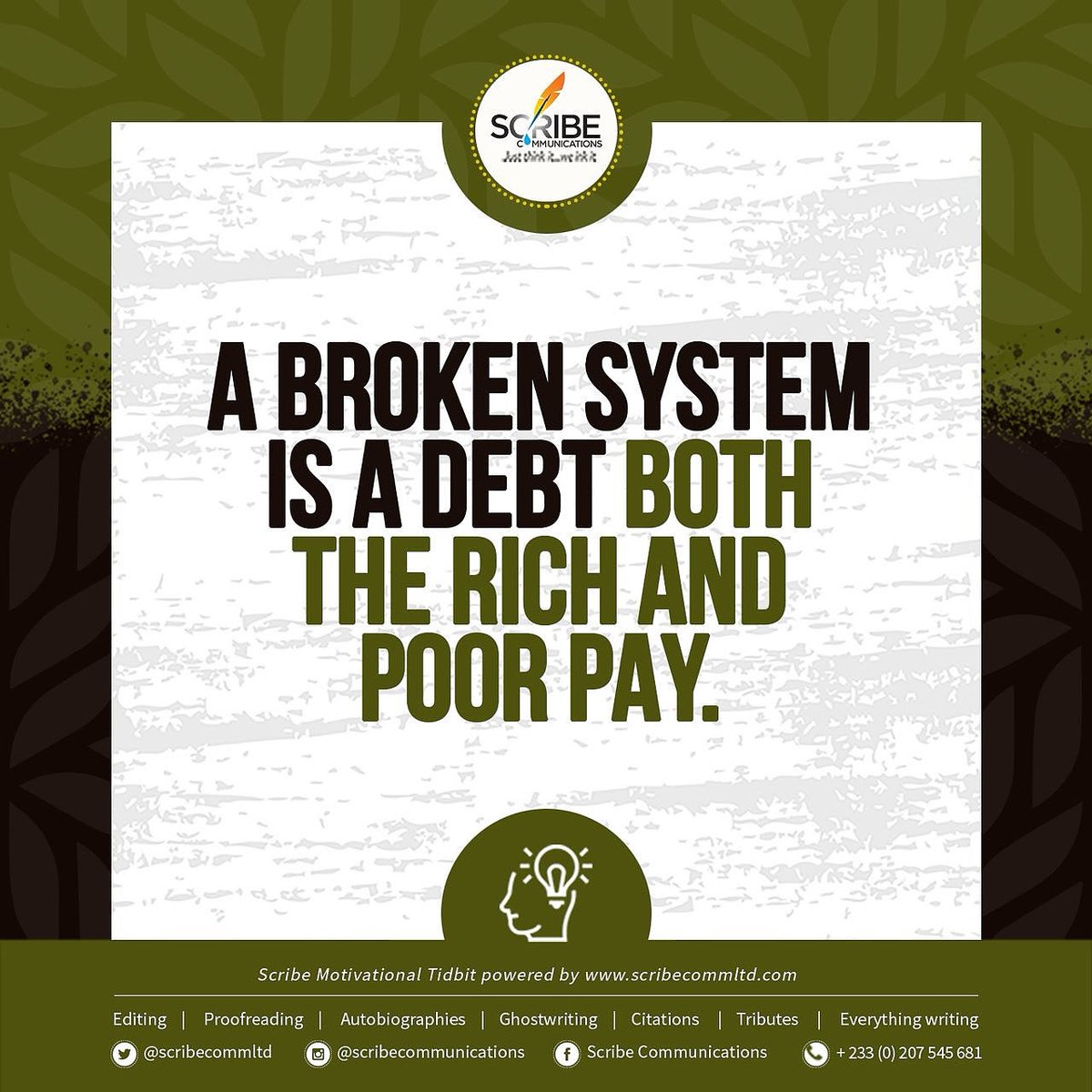 You cannot be richer than a broken system. #Scribe