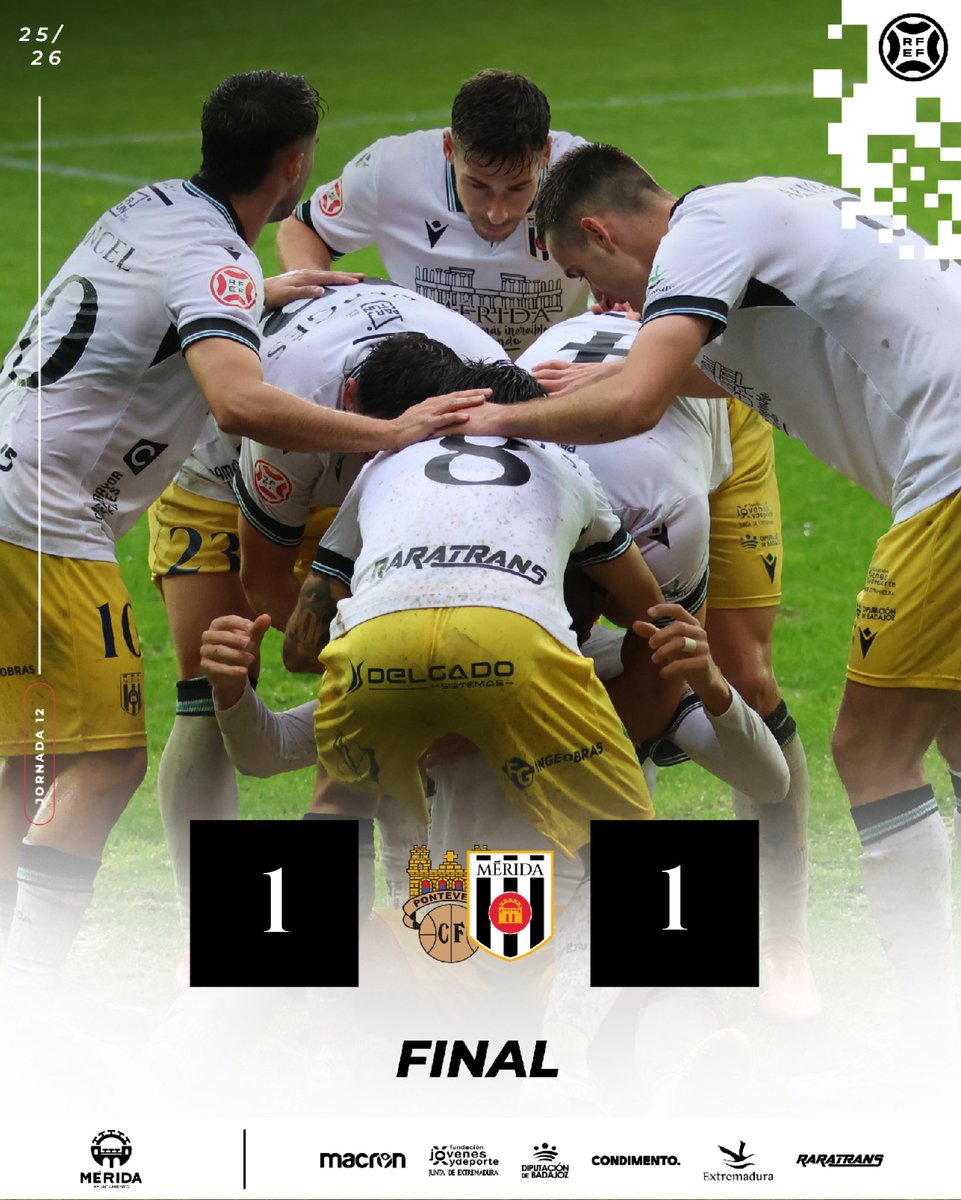 Final del partido en Pasarón. Punto muy importante para el equipo. Dos penaltis en contra y con 10 durante más de 25 minutos. ¡No nos vamos a rendir! ⚔️

<a href="/PontevedraCFSAD/">Pontevedra CF 🦴</a> 1-1 <a href="/Merida_AD/">A.D. Mérida</a> 

⚽️ Javi Domínguez 

#PontevedraMérida
