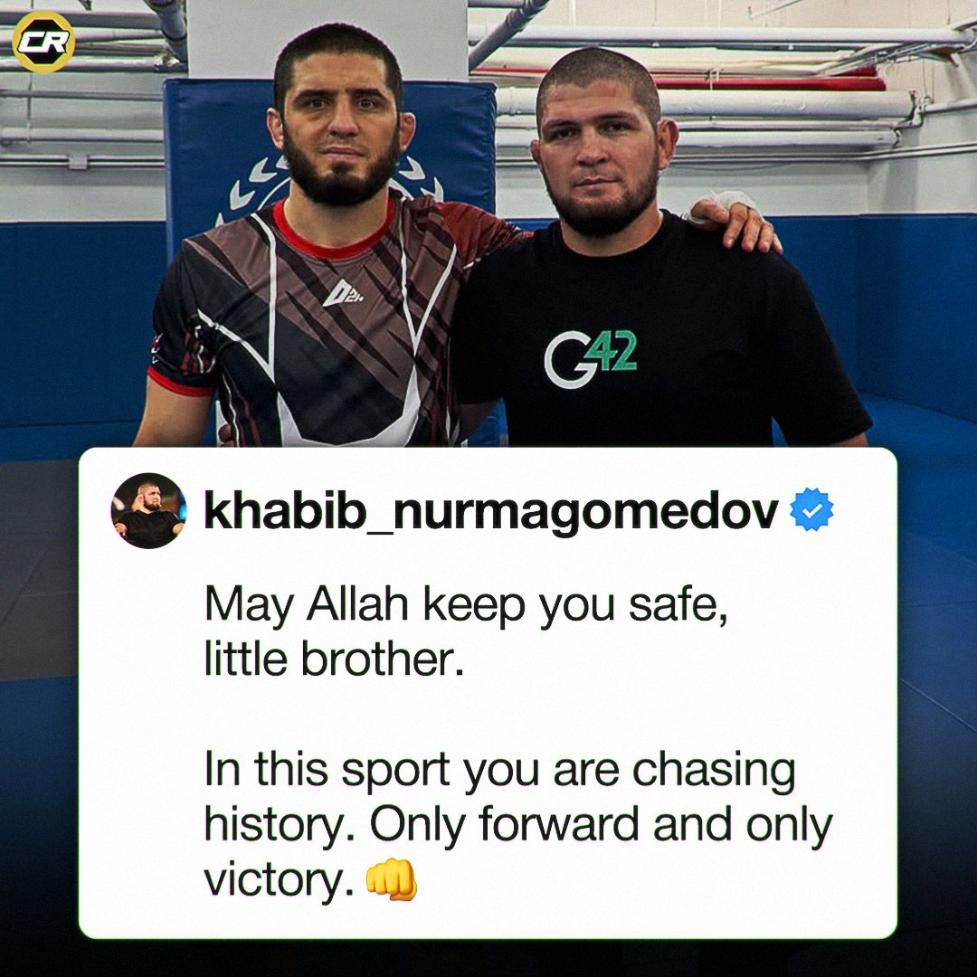 ChampRDS's tweet image. Khabib sends Islam Makhachev a message before his fight tonight:

&quot;May Allah keep you safe, little brother. In this sport you are chasing history. Only forward and only victory.&quot; ❤️ #UFC322

(via @TeamKhabib)