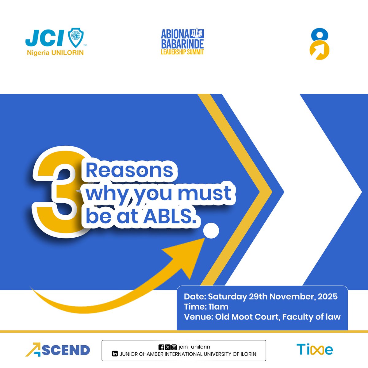 You have heard about ABL Summit, so why must you be there?
Because it’s your time to EMERGE, clearer, stronger and more intentional. 

Three reasons, one movement. It all starts with saying yes to ABLS.
Register now: bit.ly/ABLS2025

#ABLSummit
#TIME
#Ascend
#ELV8
#JCI
