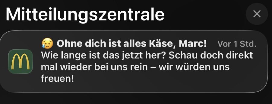 Die einzige App, von der ich Benachrichtigungen bekomme, dass ich vermisst werde. 🥲