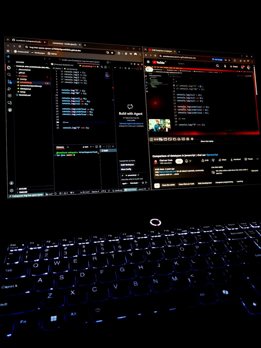 Komalkant_M's tweet image. Day : 7/30 Days of Code🚀
#30DaysOfCode #30DaysOfLearningJava

Watched the 7th video of Java by chai aur code  @Hiteshdotcom @ChaiCodeHQ. Learnt How coversion works at what should be the poper way to write clean codes.