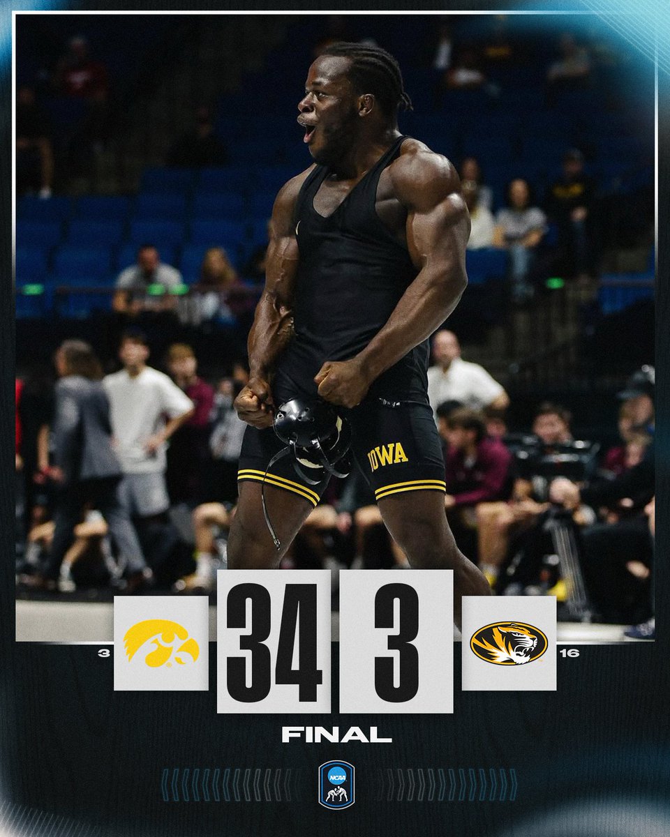 Dominant win 😤

No. 3 <a href="/Hawks_Wrestling/">Iowa Hawkeye Wrestling</a> defeats No. 16 Missouri, 34-3, to advance to the next round of the National Duals. 

#NCAAWrestling