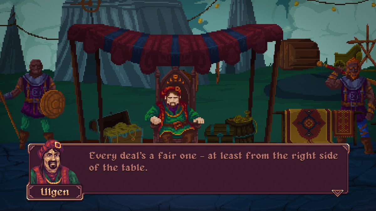 A glimpse at a side character’s wisdom from our upcoming metroidvania, probably good advice to follow 👀

#screenshotsaturday | #pixelart | #ドット絵