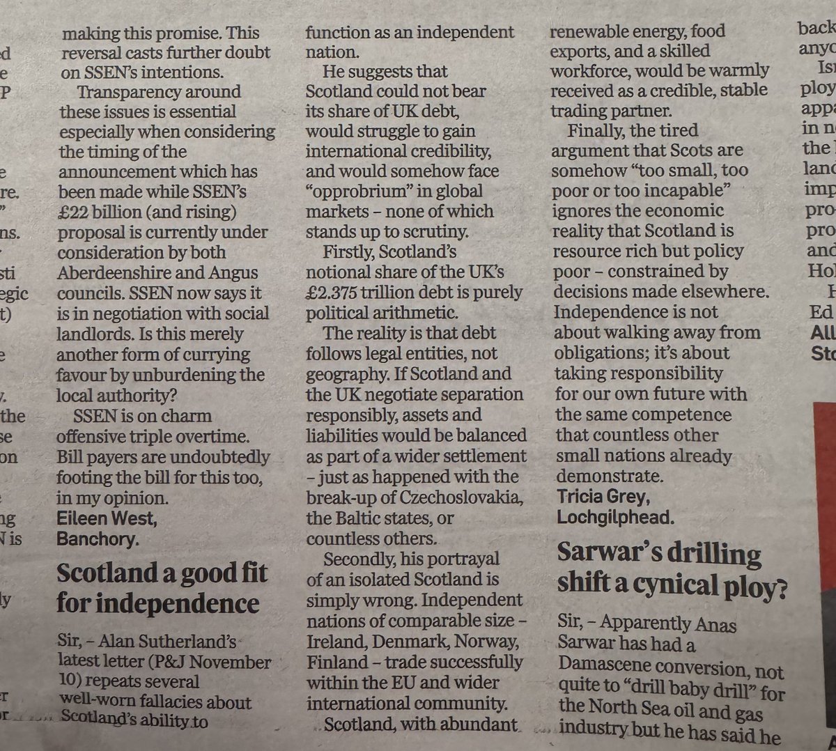 Kennyaberdeen's tweet image. Great letter in today’s @pressjournal from Tricia Grey of Lochgilphead