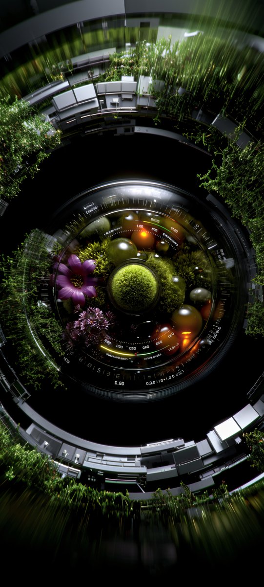 Halleyapps's tweet image. Bio-Mechanical Garden: Circular AI Lens View of Glowing Plants &amp;amp; Gauges in 4K 🌿🛠️ | Download Free for Your Device #GenerativeAI  #CyberArt #wallpaper  – Does this look like a future ecosystem or glitch? Share your take! 👇