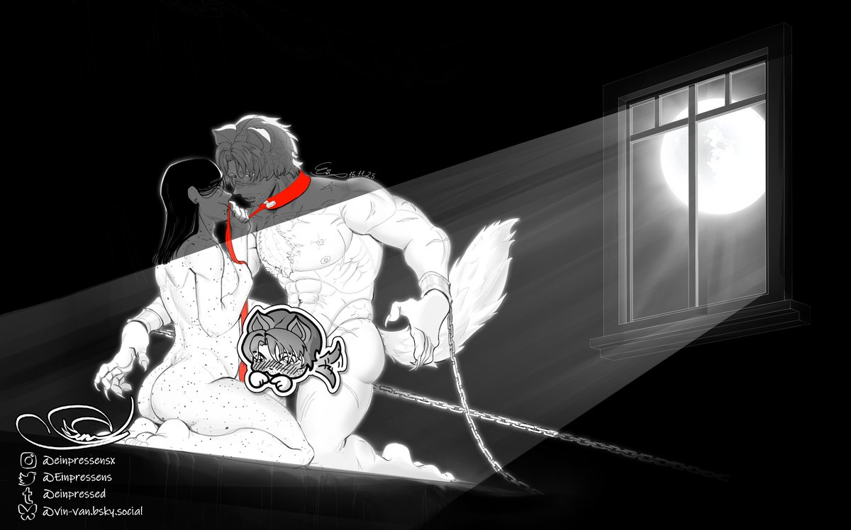 Einpressens's tweet photo. Ma beloved boyo and his beloved puppy having fun during full moon :3c

#NSFW #OC https://t.co/8aMhg65ljd