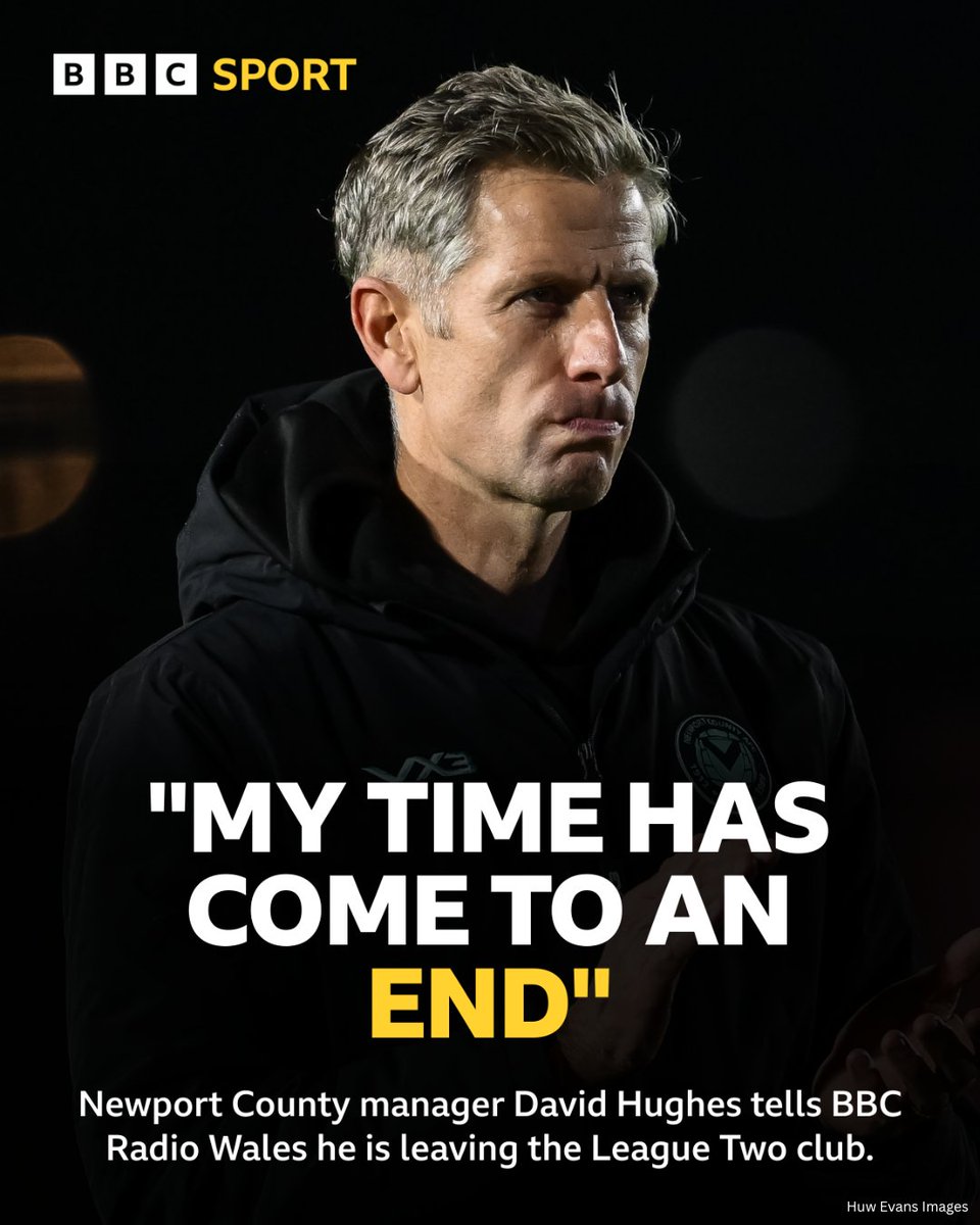 BBCSportWales's tweet image. Newport County manager David Hughes has told BBC Radio Wales he is leaving the club following defeat to Shrewsbury Town.  

#BBCFootball