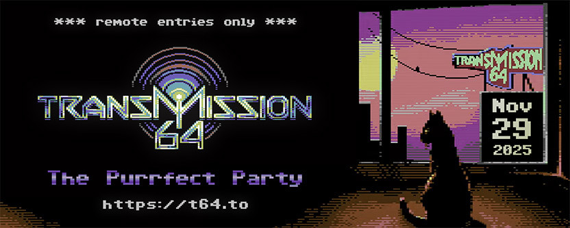 Ready or not
Here I come
You can't hide
Gonna get online and have a party

Transmission64 is around the corner! The world's best C64 online demoparty will take place on Nov 29th, starting at 4pm CET. Submission deadline for your contributions: Nov 28th, 4pm CET. Ready or not?