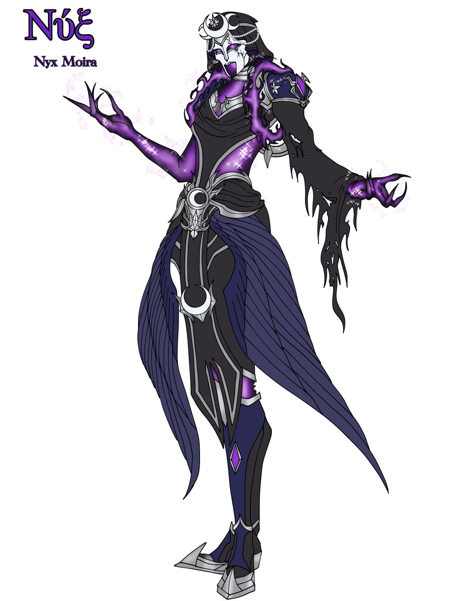 The mysterious and ominous goddess of the Night, I bring you a redesign of Nyx #Moira for my Greek Mythology AU