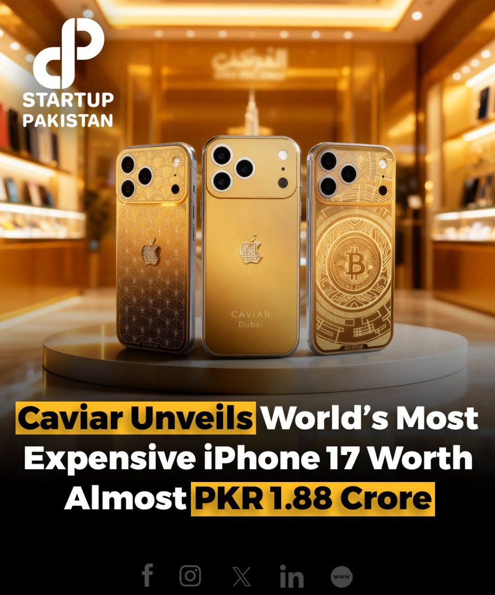 PakStartup's tweet photo. Caviar has launched the world’s priciest iPhone 17, valued at nearly PKR 1.88 crore, featuring the ultra-thin iPhone 17 Air and Stealth collection.
#Caviar #iPhone17 #StealthCollection https://t.co/je7tZQfA8Q